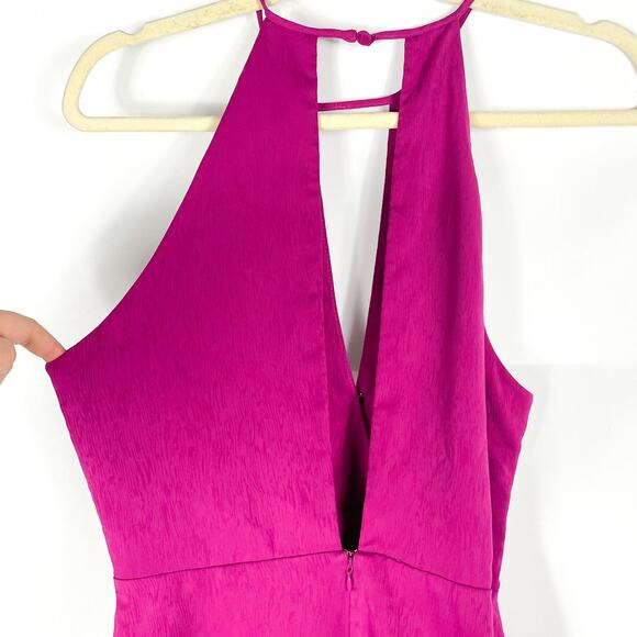 NBD‎ Atlas Mini Dress Pink Fuchsia Halter Keyhole Split Sleeveless Sash Sz M - Picture 8 of 11
